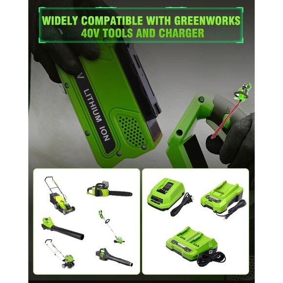 2Pack 6.0Ah Lithium ion Battery Replacement for Greenworks 40V Battery 29472 294 - Picture 6 of 7